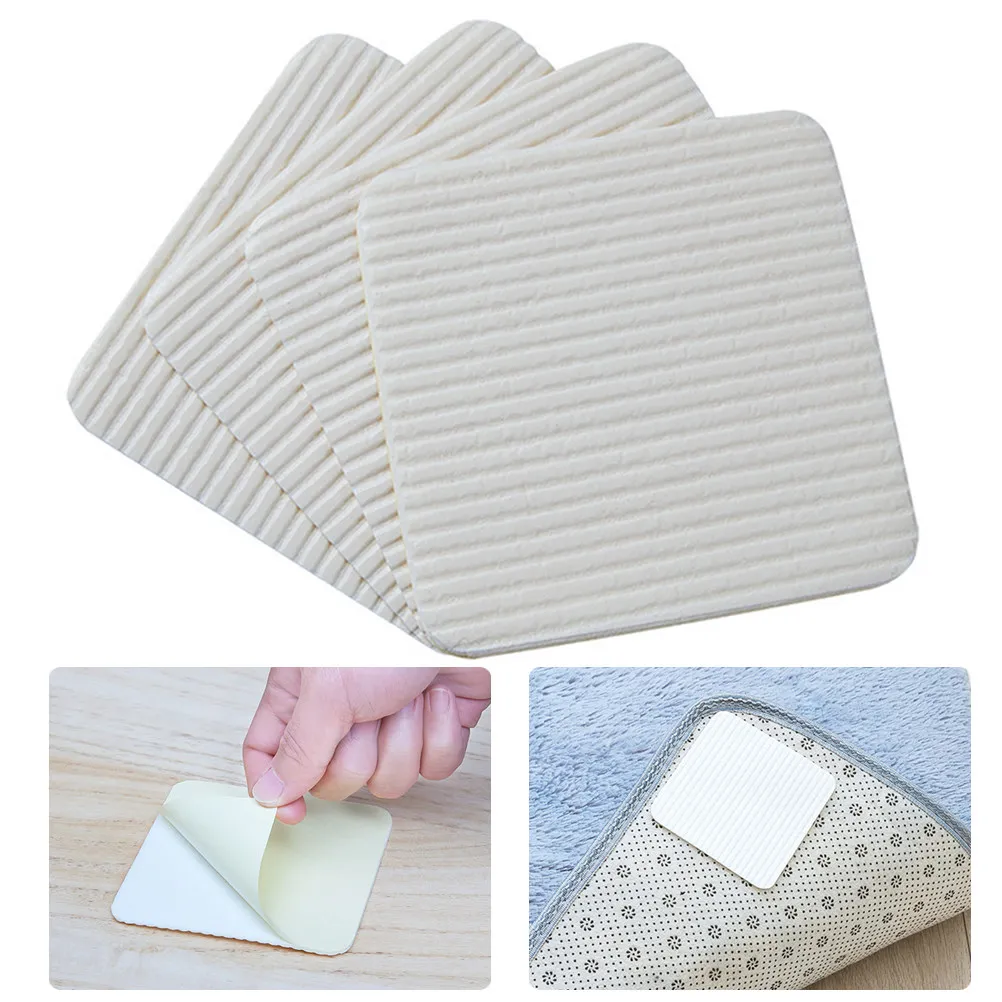 8Pcs Adhesive Carpet Anti-Slip Stickers Non-Skid Rug Patch for Hardwood Tile Bathroom Living Room Rug Fixation Pads