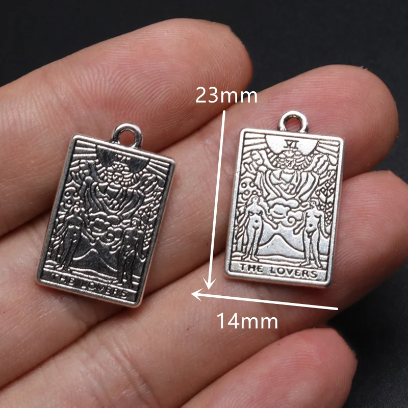 14pcs Silver Plated Hip Hop Style Witch Divination Astrology Tarot Pendant DIY Charm Necklace Bracelet Jewelry Crafts Making