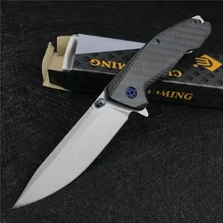 Carbon Fiber Pattern Handle Folding Knife Hunting Pocket Knife 8Cr13MoV Steel Titanium Outdoor Survival Knives Kitchen Knife