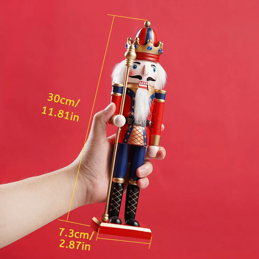 1pcs 30CM Nutcracker Puppet Soldier Decoration Painted Vintage Design Christmas Elements Home Tabletop Decoration