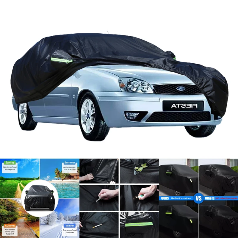 

For Ford Fiesta All-Weather Car Covers 6-in-1 Waterproof Dustproof UV Proof Snowproof Scratch Resistant Protection