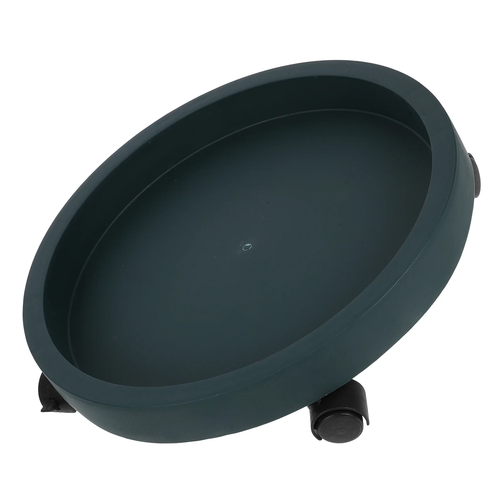 Movable Flowerpot Stand Round Dark Green Tray Scroll Wheel Heavy Duty Breathable Design Plant Pot Holder Outdoor