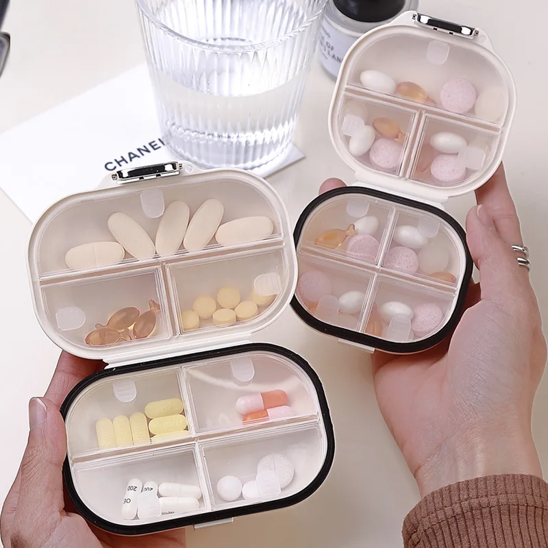 Mini portable pill box High appearance level travel seven days multi-compartment divided pill pill jewelry sealed storage box