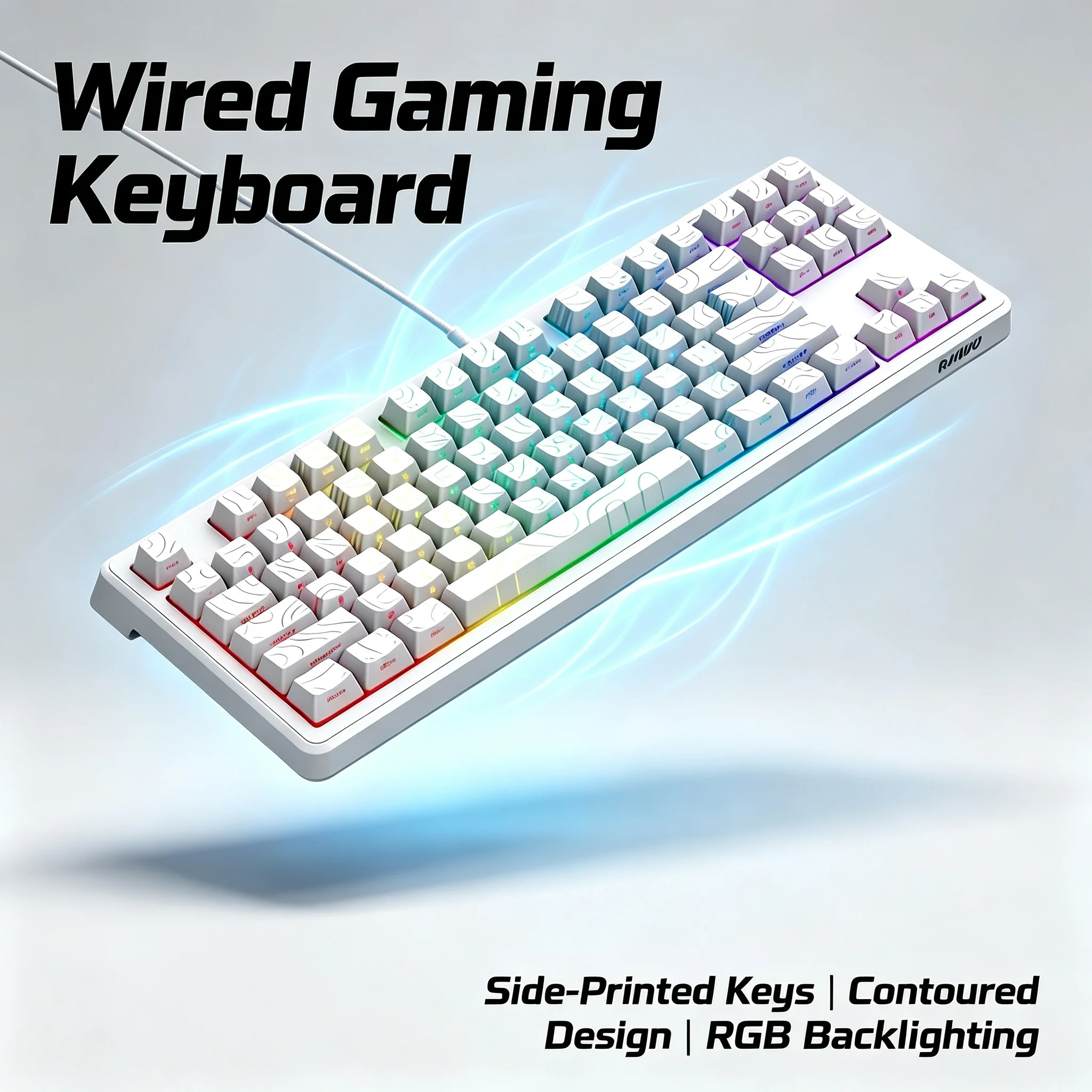 Wired RGB Backlit TKL Keyboard Compatible for PC/Laptop, USB- Compact Layout with 19-Key Anti-Ghosting, Space-Saving Design & Rainbow Suitable for Gaming, Office, Study, Gift for, Students, PC