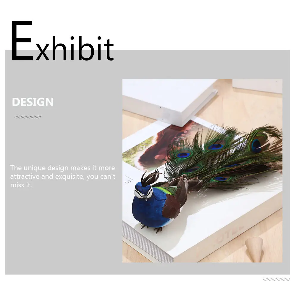 

1pc Simulation Peacock Decor For Christmas Tree Tabletop Garden Shelf Desktop Stage Party Diy Ornament Peafowl Statue