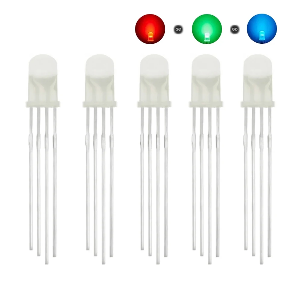 10pcs 5mm RGB LED Common Cathode / Common Anode Tri-Color Emitting Diodes f5 RGB Diffused / Transparent Highlight for arduino