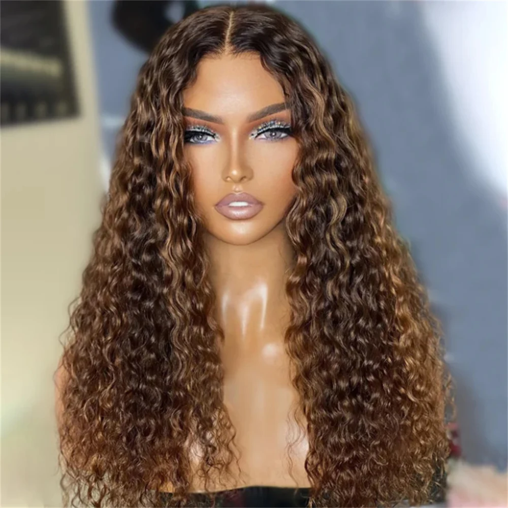 Soft 180Density 26 Inch Long Highlight Blond Glueless Curly Lace Front Wig For Black Women With Baby Hair Preplucked Daily