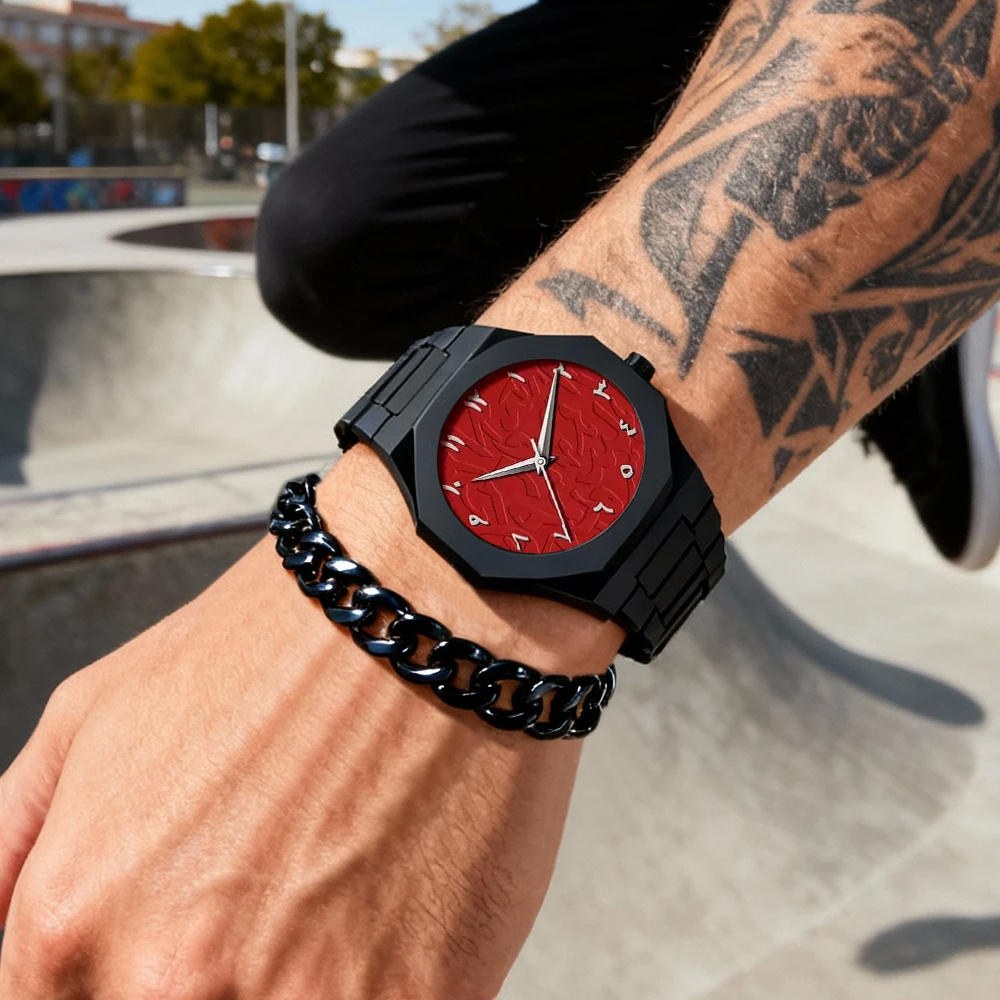2-piece men's watch and bracelet set, latest design, fashion trend, high quality