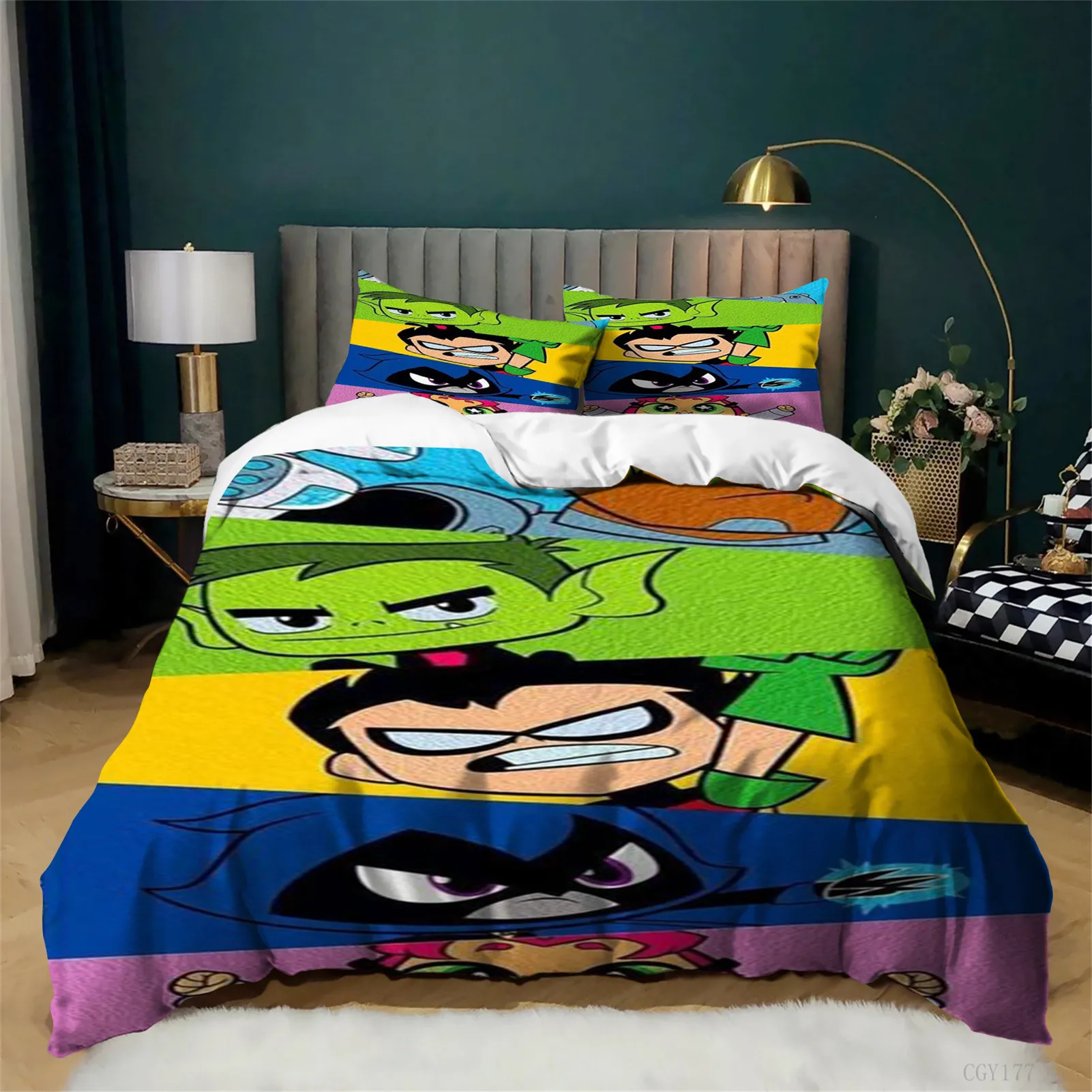 

Комплект постельного белья для подростков Teen Titans Go, 3 предмета, всесезонный легкий комплект с пододеяльником на молнии