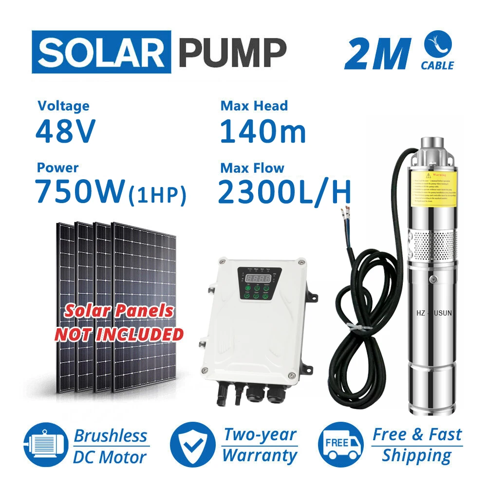 3\'\' Solar DC Brushless Submersible Deep Well Screw Pump with MPPT Controller for Irrigation 48 V Helical Rotor Solar Bore Pumps