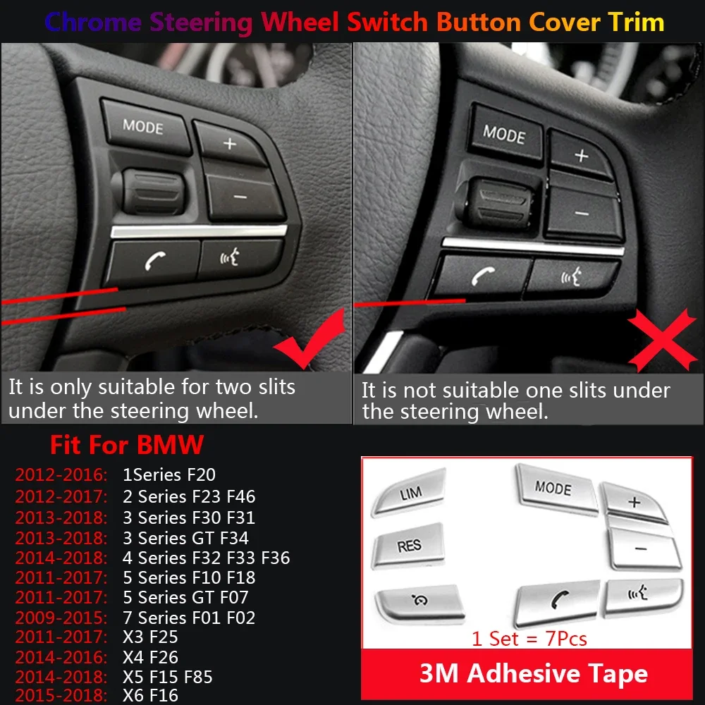 Car Steering Wheel Button Cover Trim For BMW 1 2 3 4 5 7 X3 X4 X5 X6 F30 F31 F10 F07 F01 F02 F15 F16 F25 F26 F46 F33 F20 GT F23