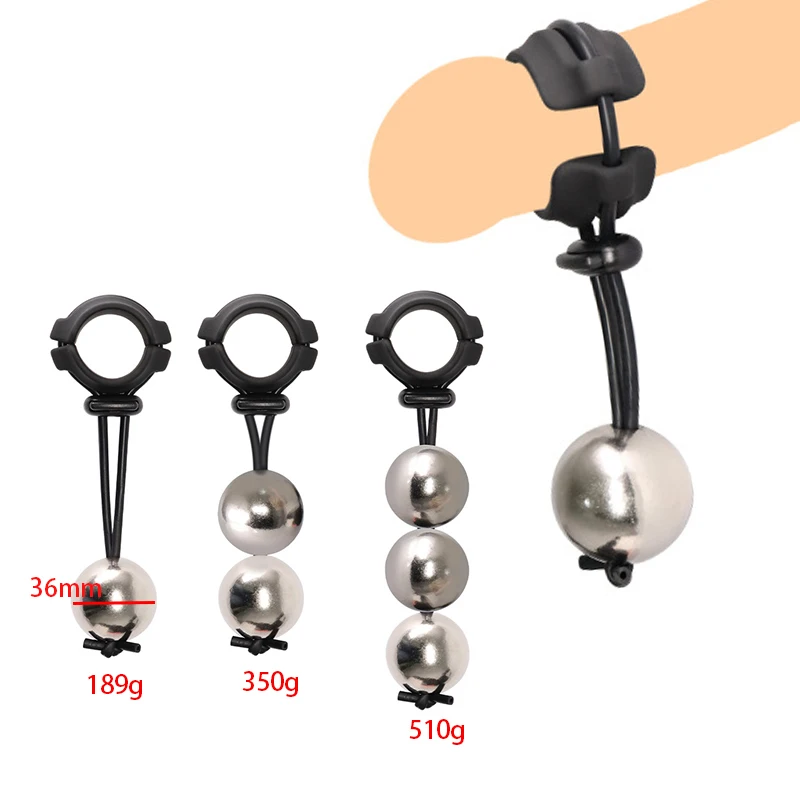 DIY Weight-bearing Cock Ring Drop Ball Penis Heavy Stretcher Penis Erection Enlarger penile training Pendant Sex Toys For Men