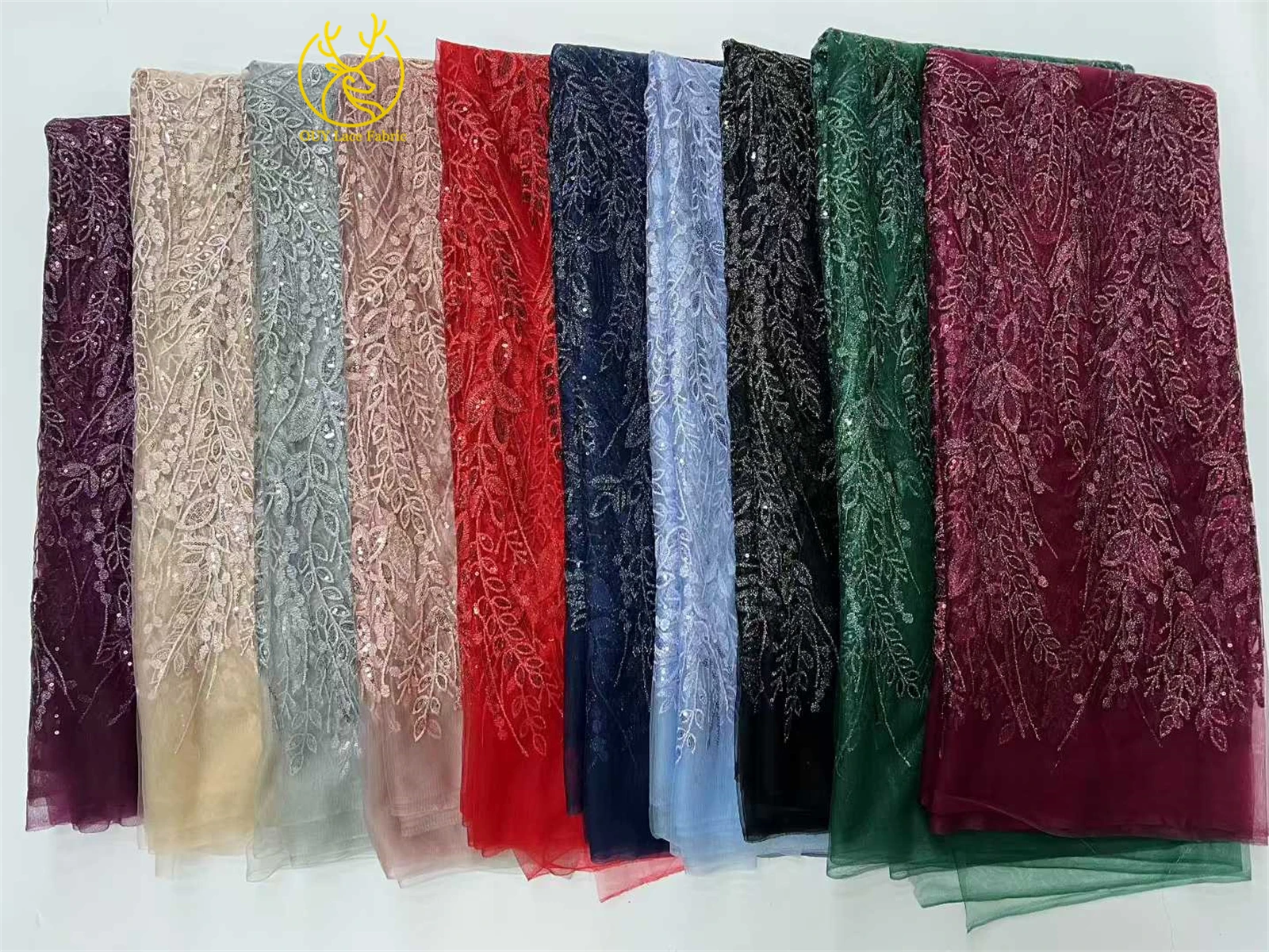 Hot-Selling African Groom Embroidered Lace Fabric 2025 High-Quality French Nigerian Sequined Evening Lace Fabric Evening Gown