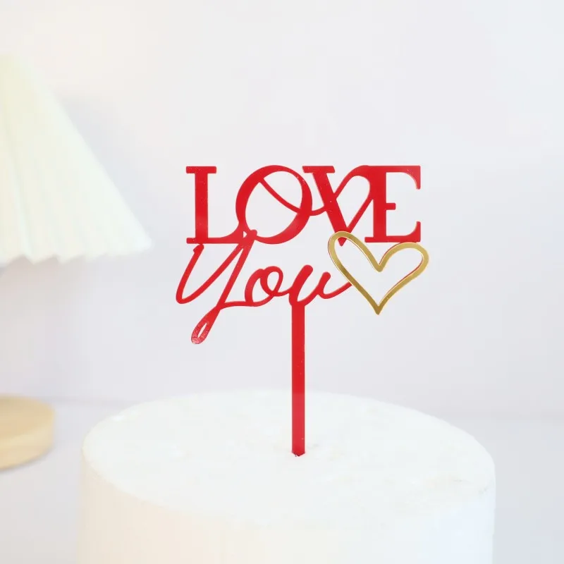 Big Red Love Wedding & Engagement Party Cake Toppers Acrylic Love Valentine\'s Day Cake Topper for Wedding Party Cake Decorations