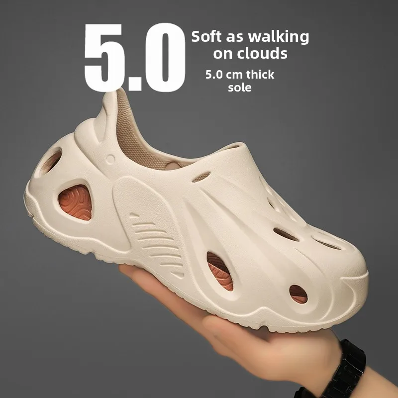 Men's Summer Outdoor Sports Fishing Water Crossing Stream Beach Sandals Anti-Slip Thick Bottom Full Coverage Clog Shoes view 2