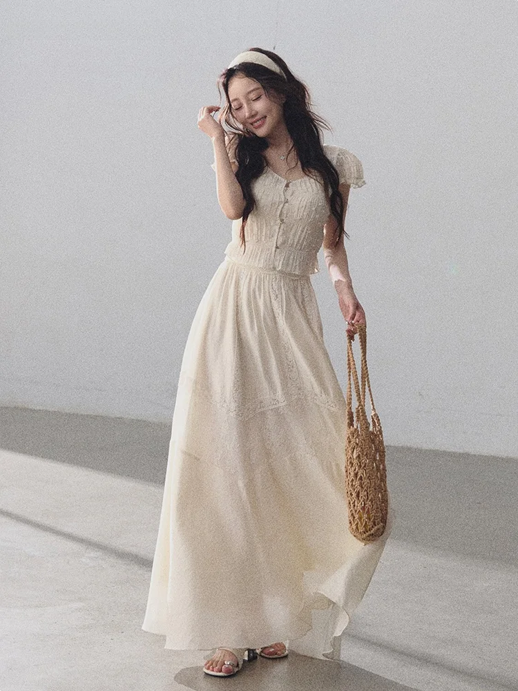 Sweet Girl Feel White Small Shirt Top Silk Half Skirt Set Breathable Clouds Style LulusMiracle Fashion Summer Outfit for Women