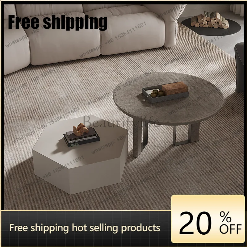 Solid Wood Living Room Home Modern Simple Light Luxury Irregular Size Combination Coffee Table High-End Artistic Sense Factory D