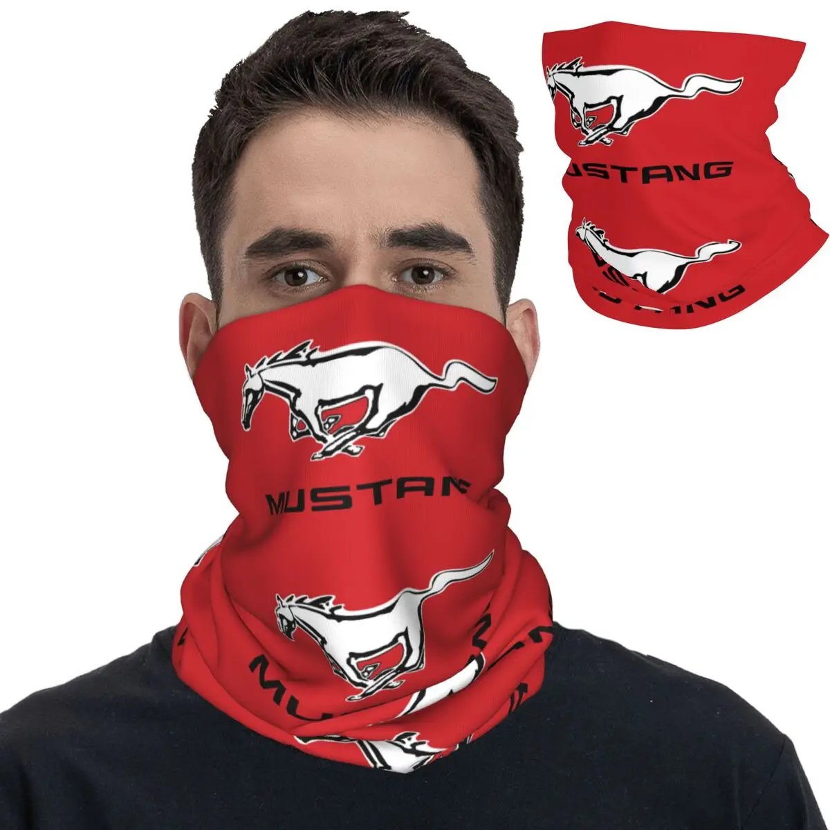 Mustangs 50 Years Bandana Neck Cover Super Racing Car Magic Scarf Multifunctional Cycling Scarf Running Unisex Adult Washable