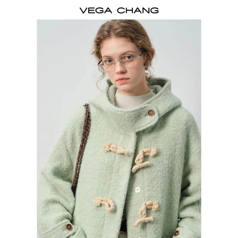 Vega Chang Neue vielseitige Winterjacke aus Wolle im Preppy-Stil für Damen