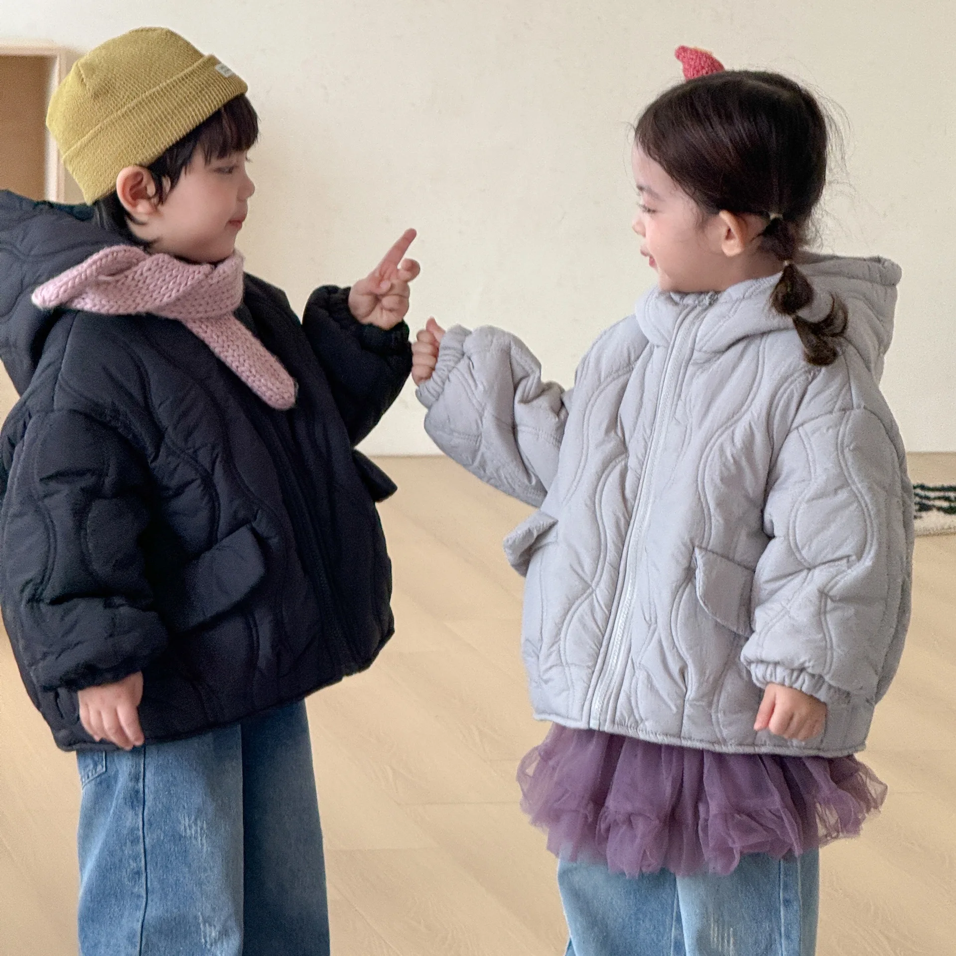 2026 Winter New Children Hooded Coat Plus Velvet Thick Girls Cotton Padded Jacket Kids Quilted Coat Boys Warm Casual Clothes