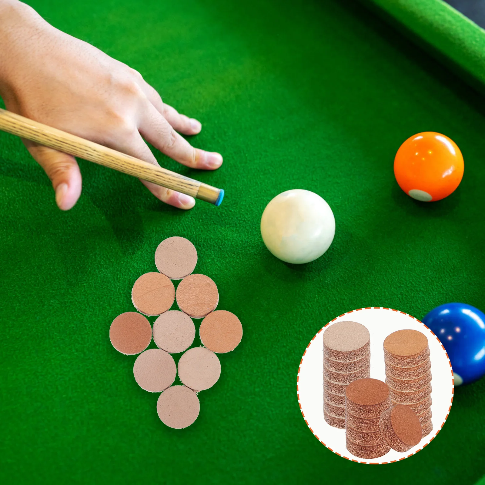 

20 Pcs Pool Cue Head Tips for Stick Billiard Cues Portable Pre Shaped Replacement Brown