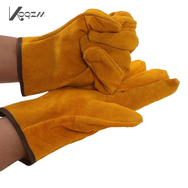 1 Pair Soft Cowhide Driver Hunting Driving Farm Garden Welding Security Protection Safety Mechanic Glove Men Work Gloves