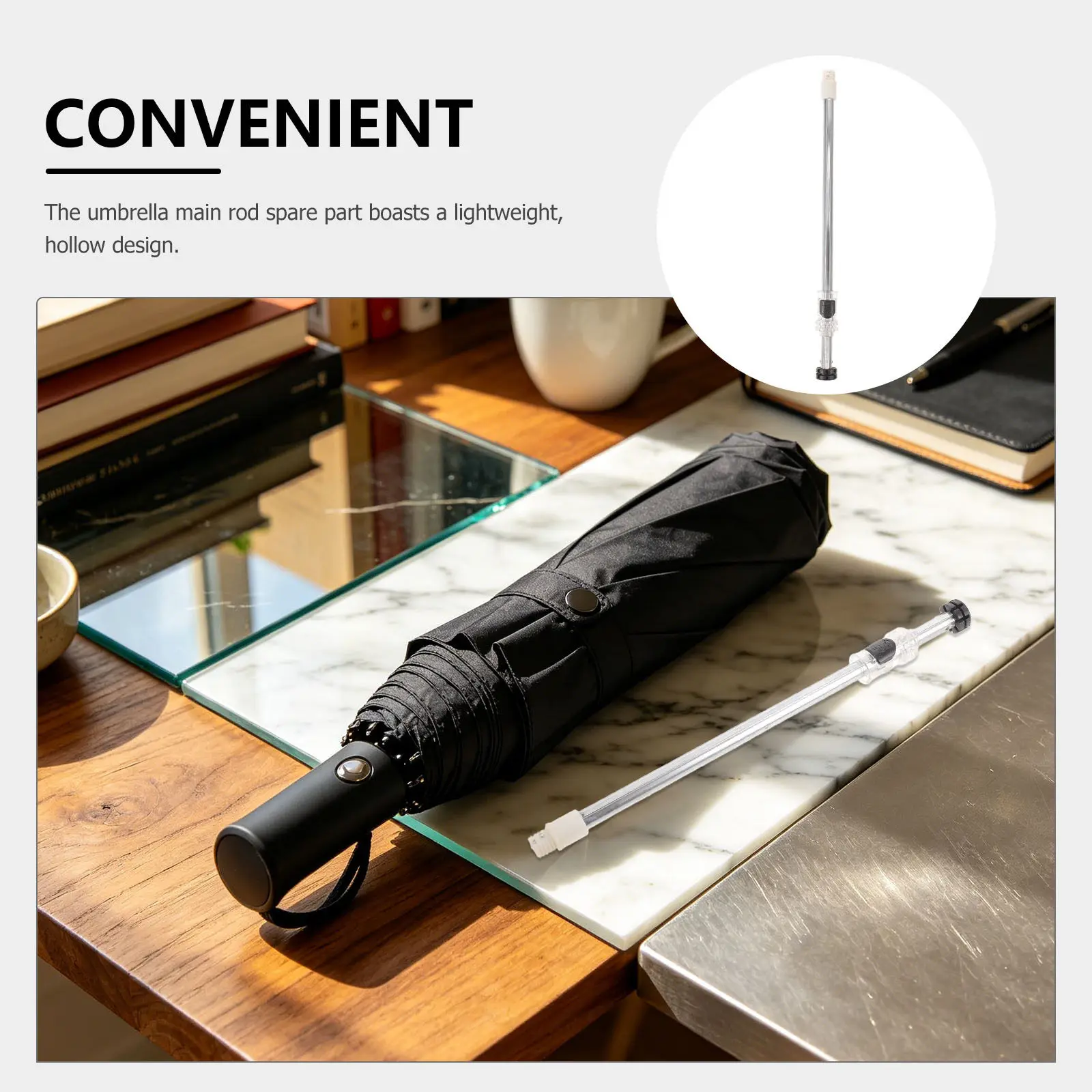 7 Rib Folding Umbrella Shaft Replacement 9 Inch Center Tube Repair Parts Lightweight Travel Umbrella Frame Rod Spare Lightweight