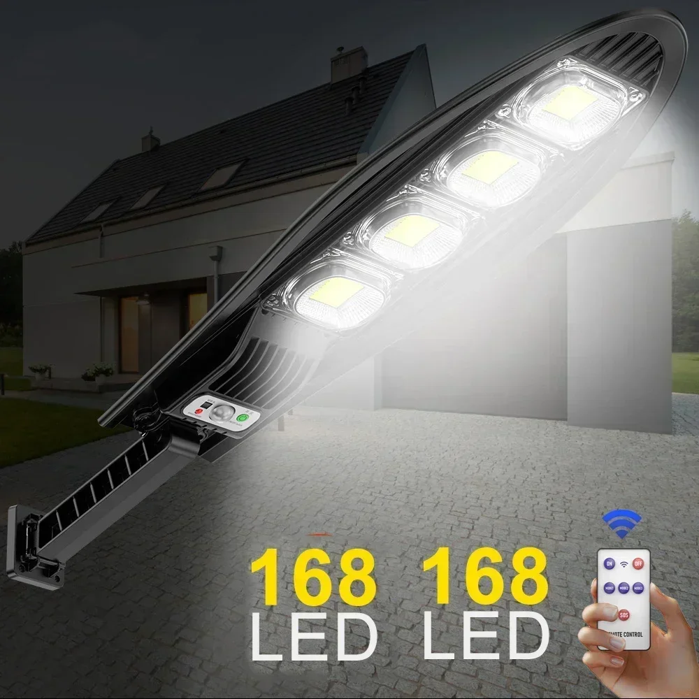 Lampe solaire d'extérieur super lumineuse, lampadaires étanches IP65, détecteur de mouvement, jardin, cour, applique murale, 42 mAh, 84 mAh, 126/168 mAh, 3000mAh