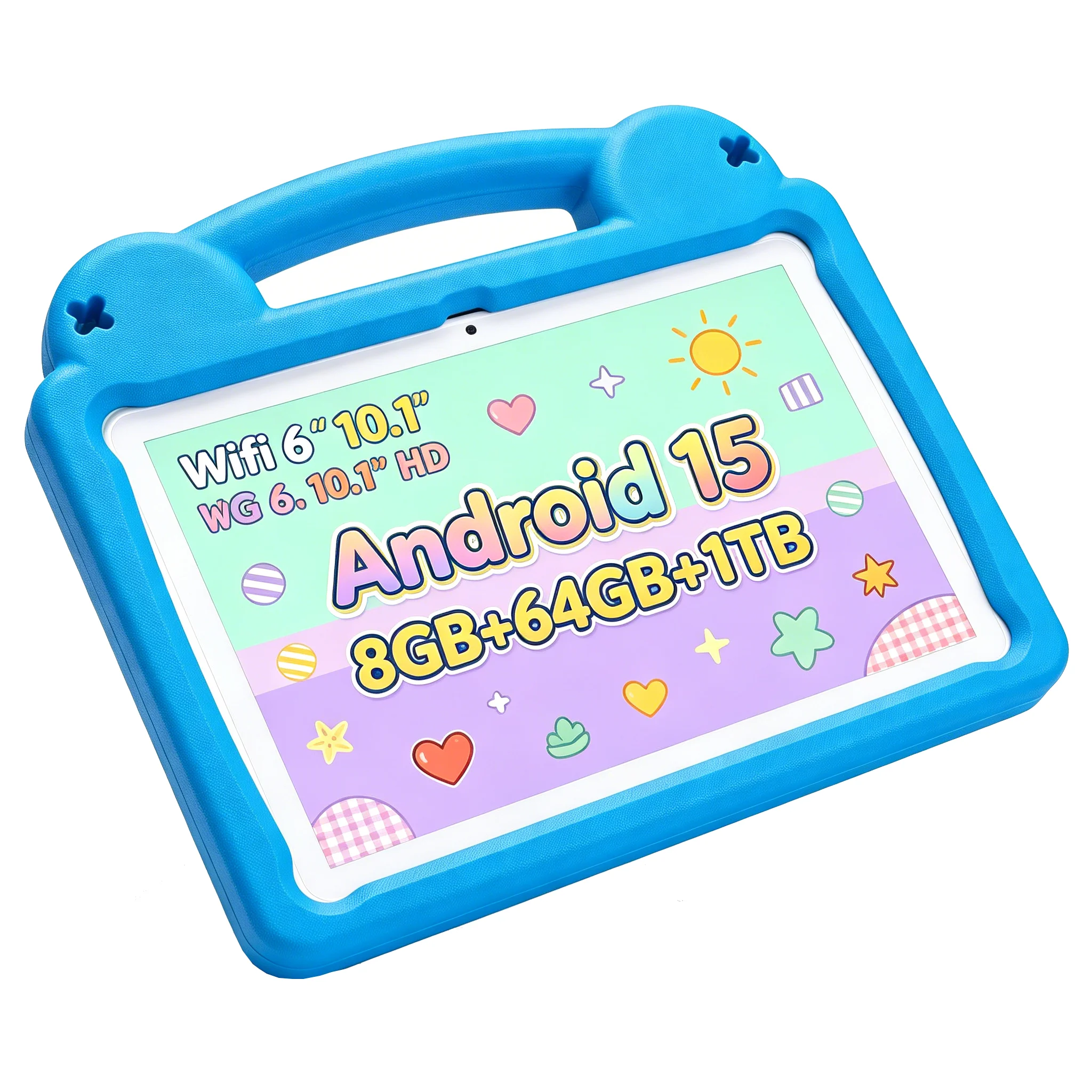 ANRY Portable 10.1" Kids Tablet PC Android 15 Octa Core Processor 8GB RAM 64GB ROM WiFi 6  Eye Protection With Shockproof Shell