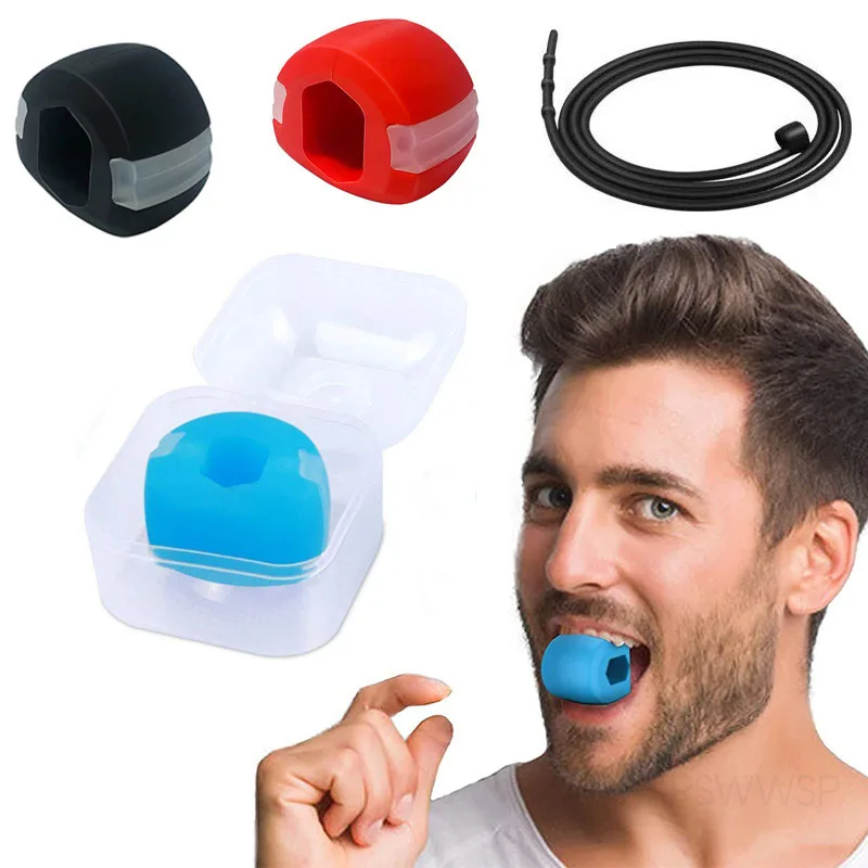 Ejercitador de mandíbula para Fitness y eliminación de mentón doble con bola de silicona de grado alimenticio para entrenamiento de músculos faciales y estiramiento Facial en V