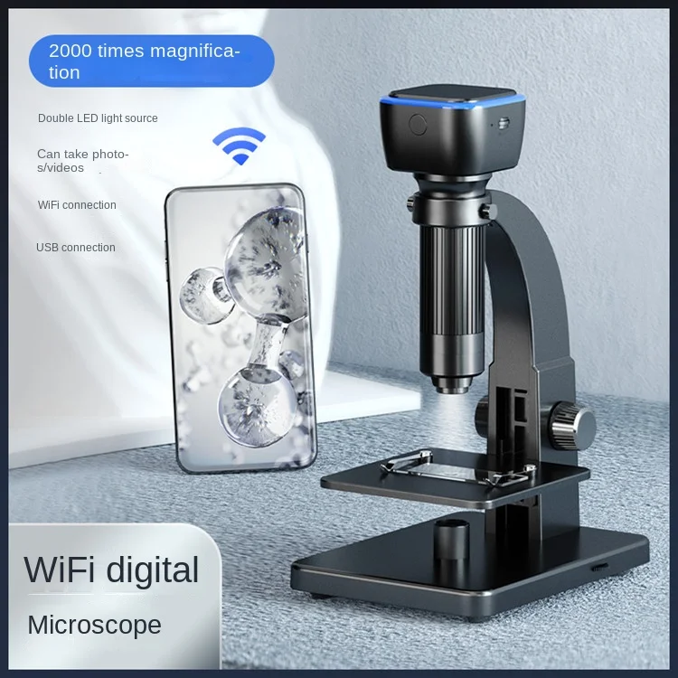 

Digital microscope high-definition WIFI 2000 times 500 times double lens screenless detection,