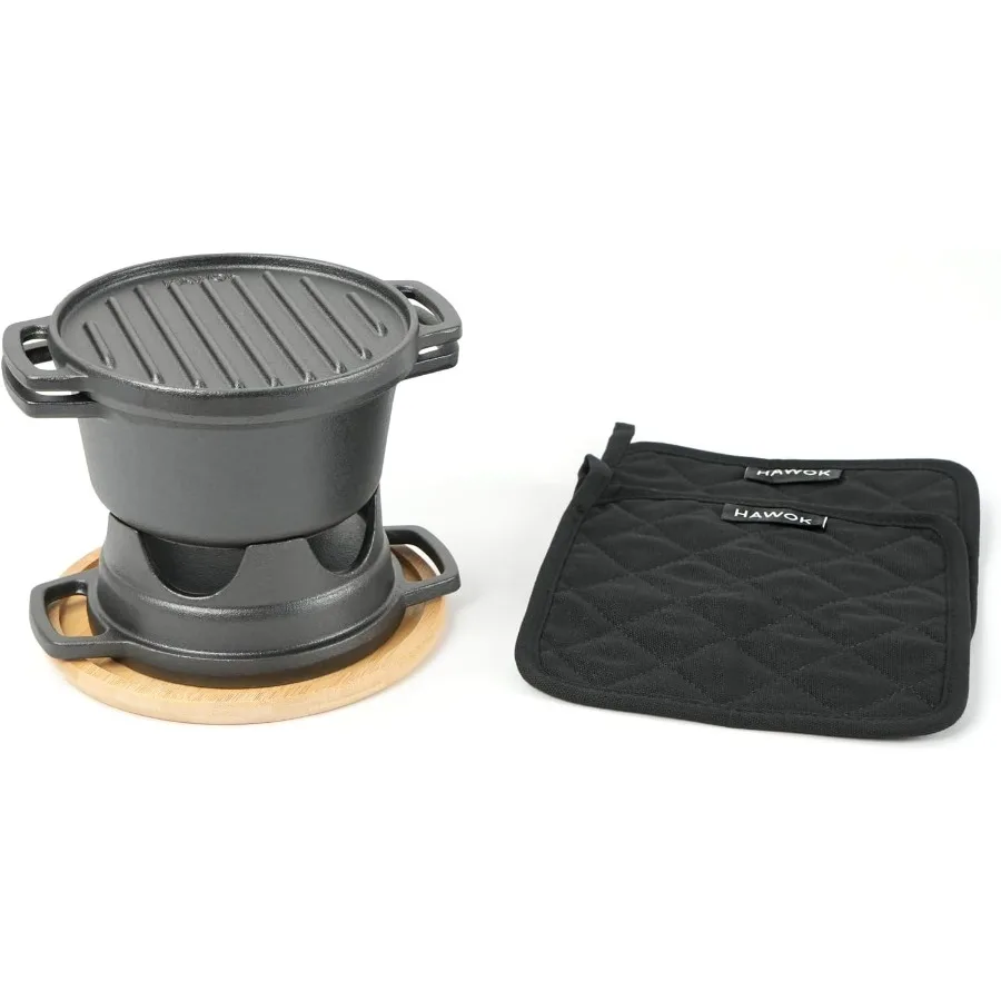 

Набор из 6 печей HAWOK, питьевая чугунная угольная печь-гриль с голландской печью емкостью 1QT с многофункциональной крышкой, поднос для буфет с пятью ножками M