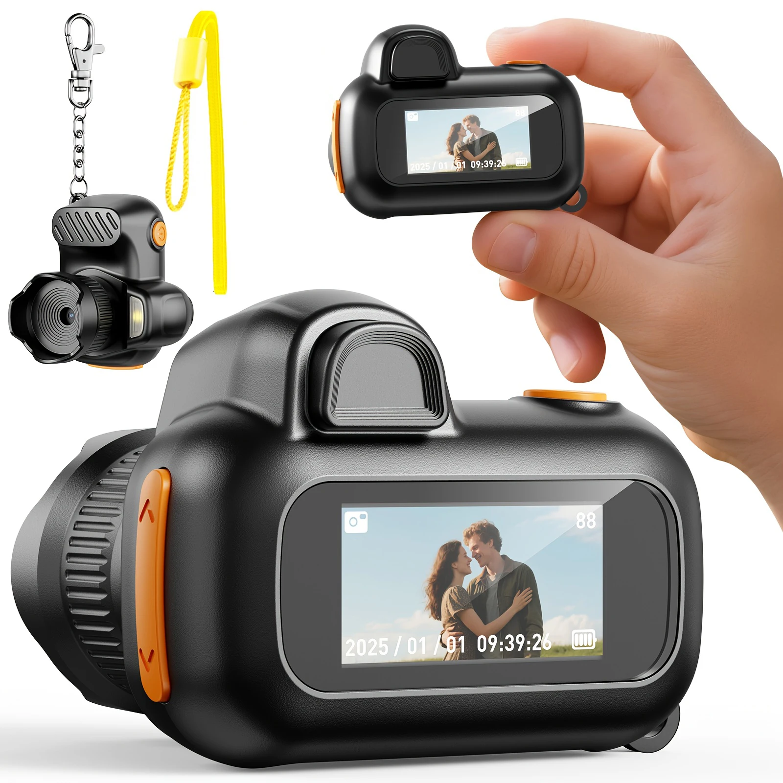 

1080P HD мини-камера с экраном, портативная ретро маленькая цифровая видеокамера, видеорегистратор, студенческий брелок для путешествий, видеоблог, мини-камера