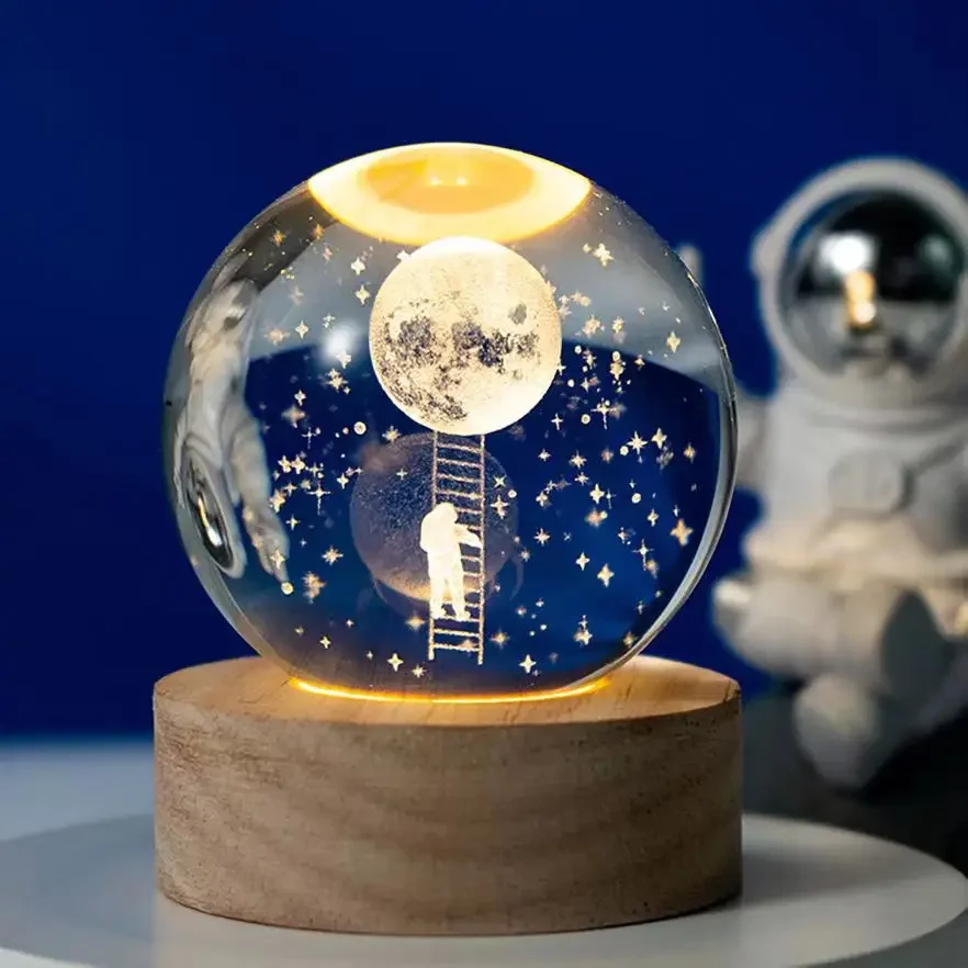 ice home decoration led globe astronaut nightlight crystal ball crystal baby shower souvenir gifts crystal crafts