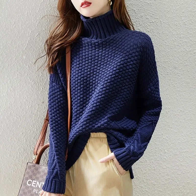 

Loose sweater, women's fashion hot items, thickened Korean autumn and winter long sleeved knitted sweater, pullover