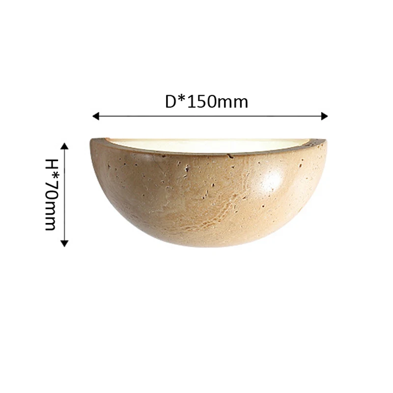 New Modern Pure Natural Yellow Cave Stone Creative Semicircle Wall Lamp Japanese Warm Room Bedside Corridor Decorative Lights