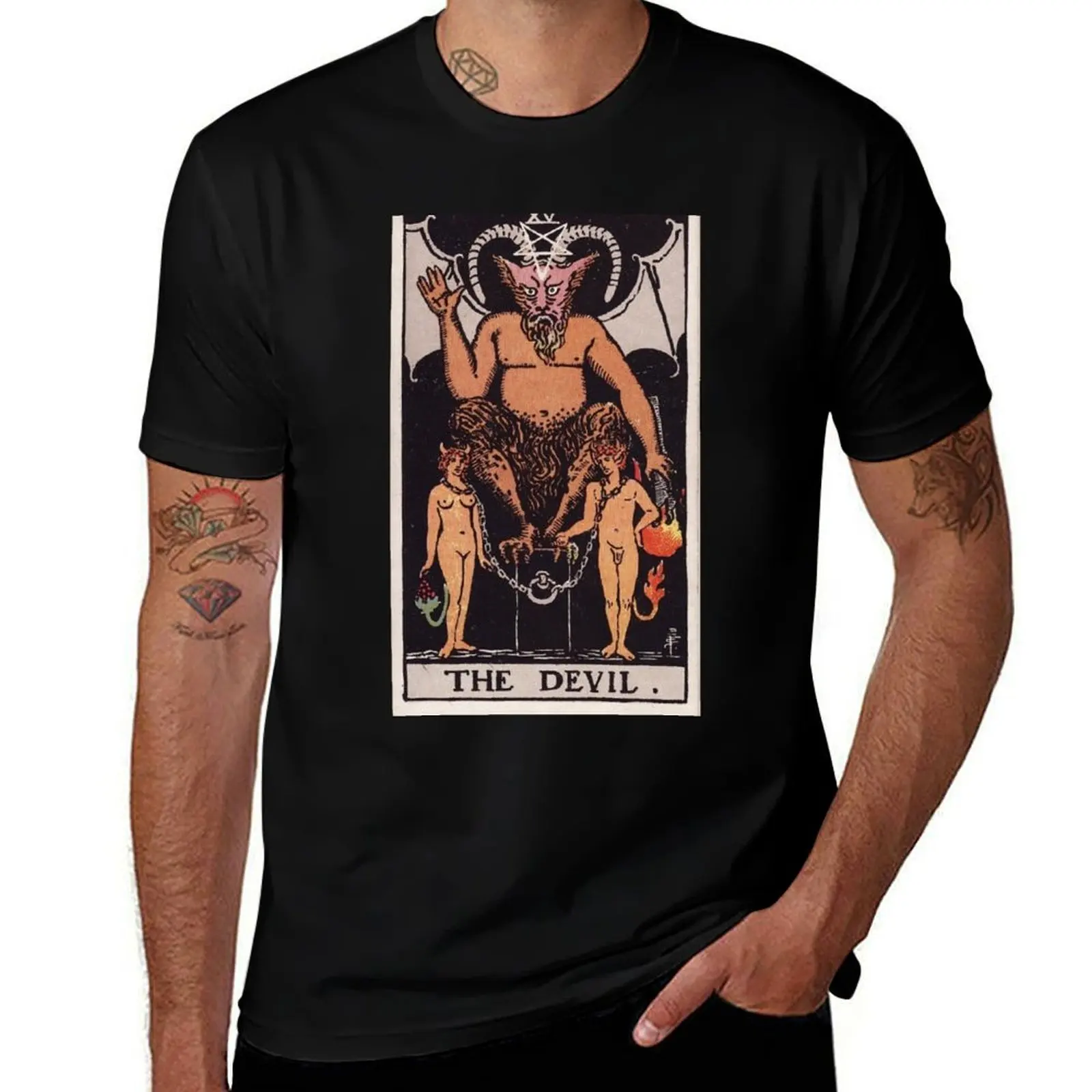 

The Devil Tarot T-Shirt anime stuff Short sleeve tee vintage graphic tee quick drying fruit of the loom mens t shirts
