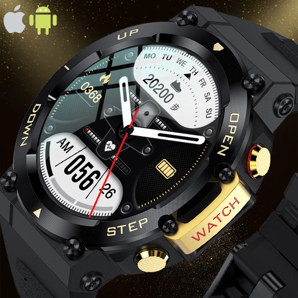 

Смарт-часы Rollstimi мужские водонепроницаемые (IP67) с поддержкой Bluetooth и тонометром