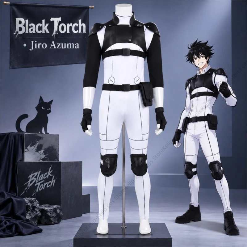 jiro-azuma-black-torch-cosplay-costume-black-white-combat-bodysuit-armor-set-gloves-belt-halloween-carnival-comic-con-outfit