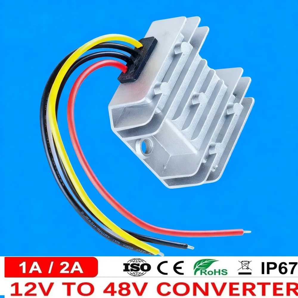 

12V-48V 12V to 48V 2A 96W DC-DC Boost Converter Step Up Car Power Converters Regulators CE RoHS Overcurrent Protection Low Heat