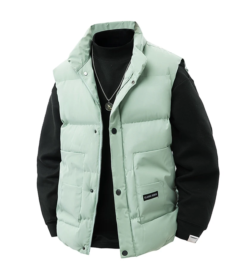 

Зимний мужской ветрозащитный теплый жилет, модная хлопковая стеганая куртка без рукавов, осеннее пальто в корейском стиле, одежда