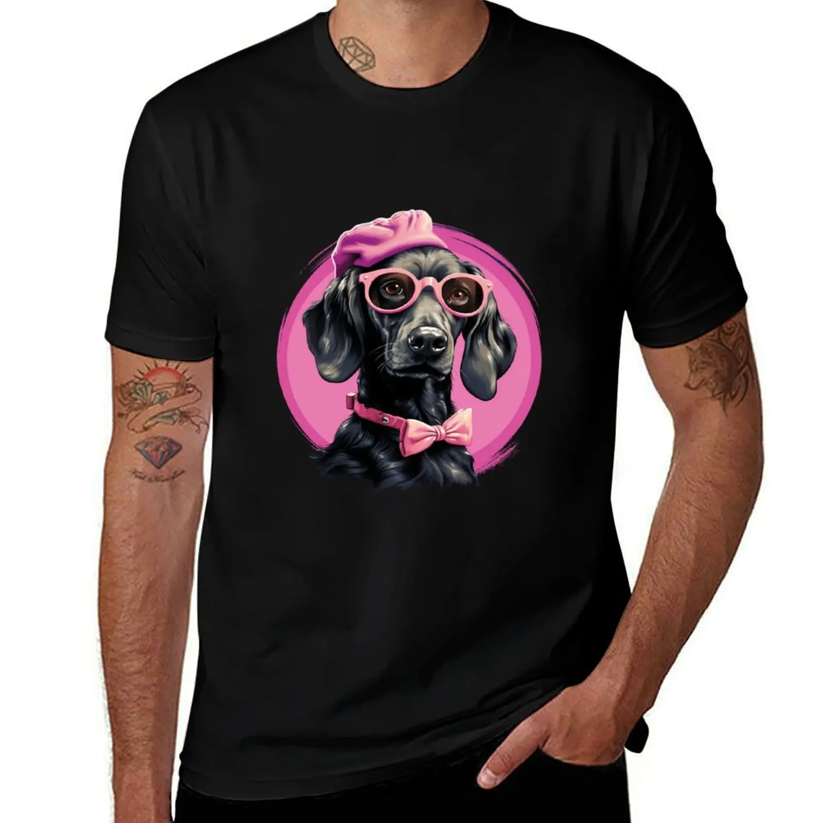 Elegant Pink Dog T-Shirt Functional Casual Short Sleeve Tee T-Shirt