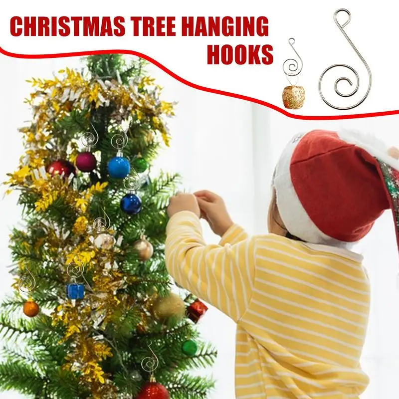 Christmas Tree Hanger Stainless Steel Christmas Tree Hooks Hanger 50pcs Christmas Tree Ornament Hangers Hooks For Bedroom