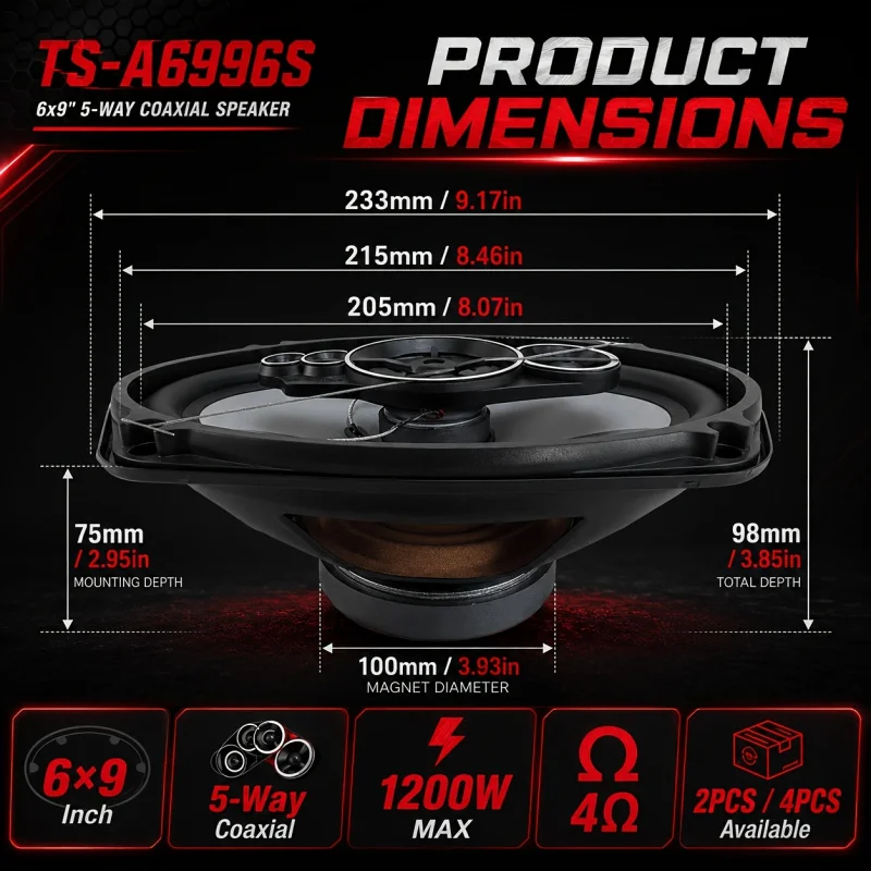 2One Pack 6X9 Inch 1200W X 2 Wutong Automotive High-Fidelity Full-Range Coaxial Speaker，The first choice for modified cars is ca