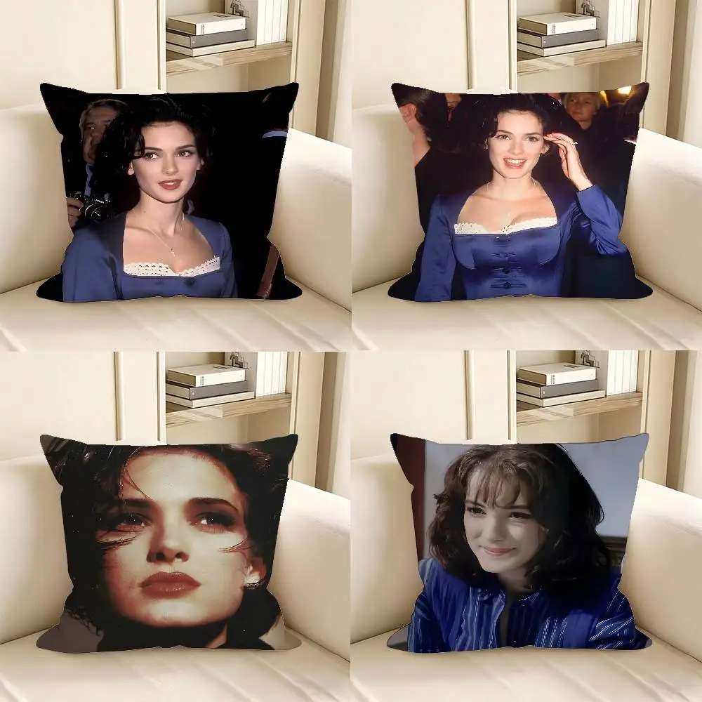1pc Actor W-Winona R-Ryder Pillow Case Fashion Square Pillowcase Bedroom Sofa Room Ins Decoration Leisure