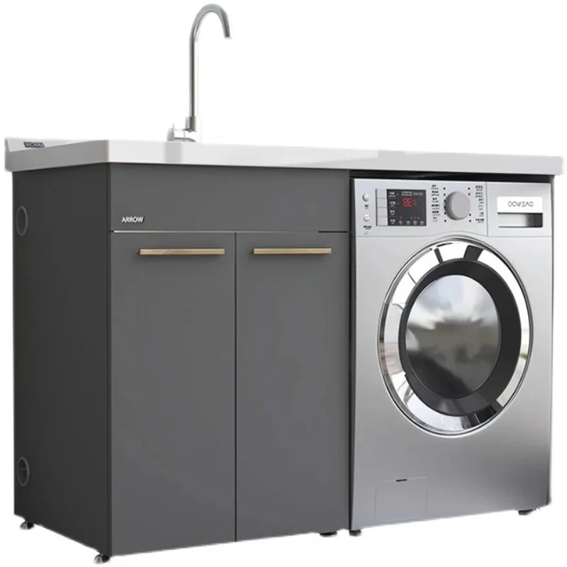 Balkon RVS Wasgarderobe Combinatie Eenvoudige Moderne Wasmachinekast Metgezel