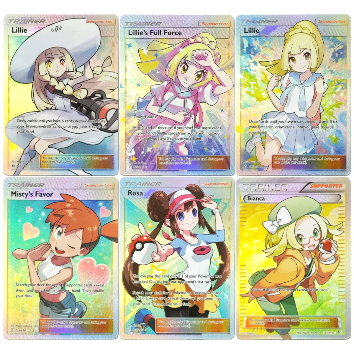 مجموعة بطاقات هولو لمدرب بوكيمون TCG الإنجليزي DIY - Lillie Synthia N والمزيد من الشخصيات المشهورة، بطاقات الألعاب القابلة للجمع #2