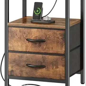 Modern Metal Iron Convertible Nightstand Socket Two Pump Storage for Bedroom Living Room Bathroom-Eco-Friendly Home Furniture