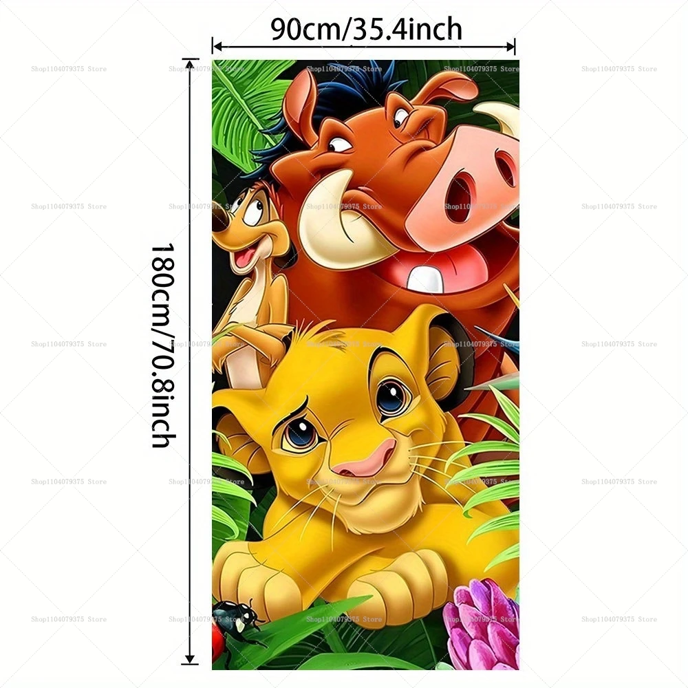 Disney Lion King Simba Door Cover Decoration Children's Birthday Party Banner Indoor Outdoor Background Hanging Porch Decoration