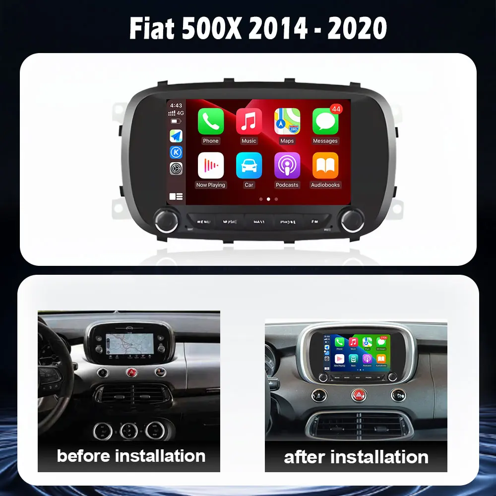 Android 16 Bluetooth For Fiat 500X 2014 - 2020 Car Radio Lntelligent Multimedia Player Auto Wireless CarPlay WIFI 4G DSP GPS